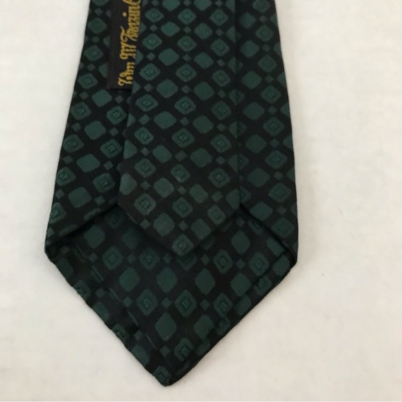 Tie Rich Forest Green Diamonds on Black Background Narrow Vintage Frazin Custom - Picture 4 of 12